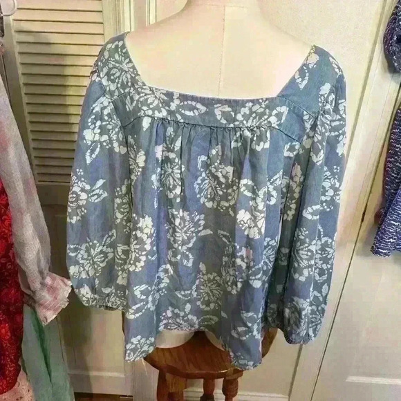 CASLON Blue With White Pattern Top Size Large NWT - Picture 5 of 8